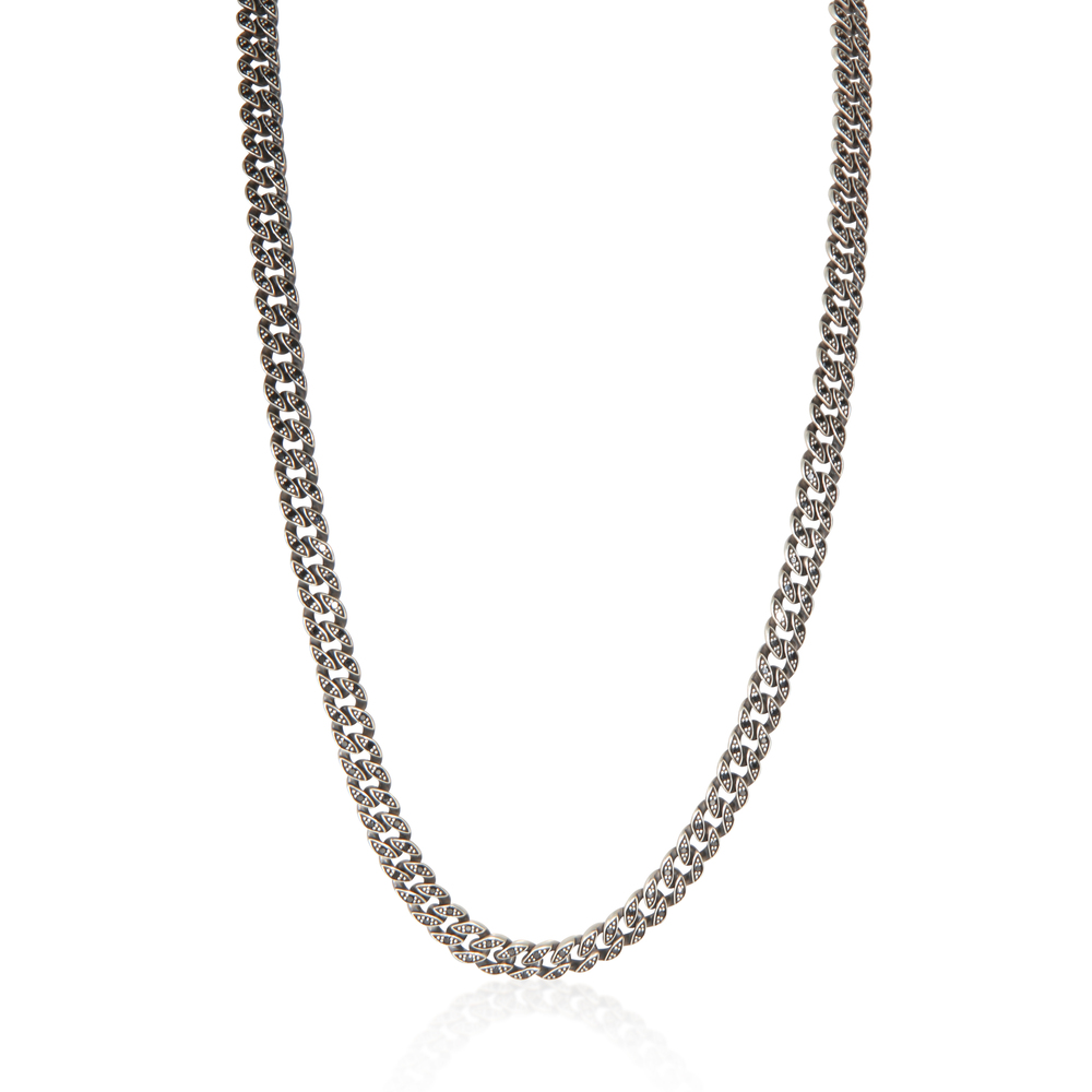 David Yurman Sterling Silver Diamond Curb Chain Necklace - Picture 1 of 5